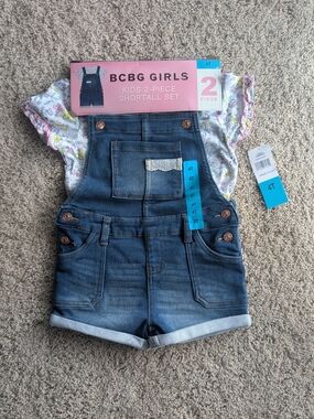 BCBGirls Blue Denim Shortall with Floral Tee